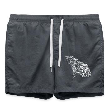 leopard schwarz - Badeshorts - Anthrazit - Vorne - AI Model Male 185 light (185cm)