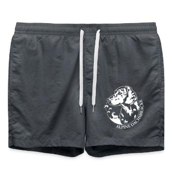 ALPINE DACHSBRACKE Hundeportrait Jagdhund Wilsigns - Badeshorts - Anthrazit - Vorne - AI Model Male 185 light (185cm)