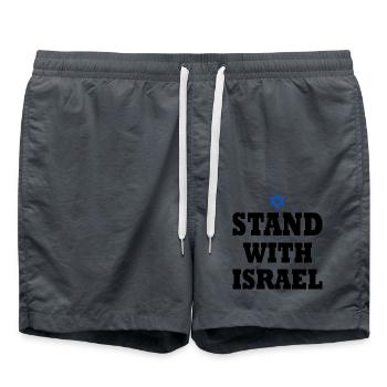 Stand with israel - Short de bain - charbon - Devant - AI Model Male 185 light (185cm)