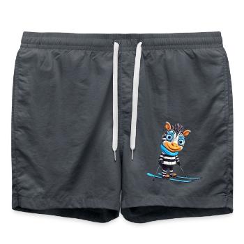 Zebra Ski Adventure - Elegance on the slopes. - Swim Trunks - anthracite - Front - AI Model Male 185 light (185cm)
