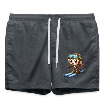 monkey, chimpanzee, skier, winter sports, holiday - Swim Trunks - anthracite - Front - AI Model Male 185 light (185cm)