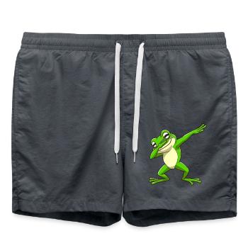 Cooler Frosch Dabbing Pose Trendig - Badeshorts - Anthrazit - Vorne - AI Model Male 185 light (185cm)