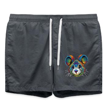 Portrait graphique d'une souris - Short de bain - charbon - Devant - AI Model Male 185 light (185cm)