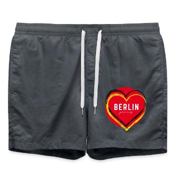 Berlin Germany Fan Flag Design T Shirt - Swim Trunks - anthracite - Front - AI Model Male 185 light (185cm)