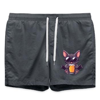 Fledermaus Apres Ski Bier Comic - Badeshorts - Anthrazit - Vorne - AI Model Male 185 light (185cm)