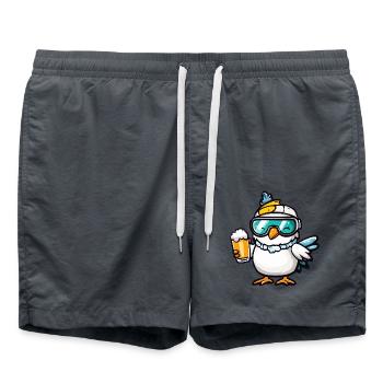 Taube Vogel Apres Ski Bier Comic - Badeshorts - Anthrazit - Vorne - AI Model Male 185 light (185cm)