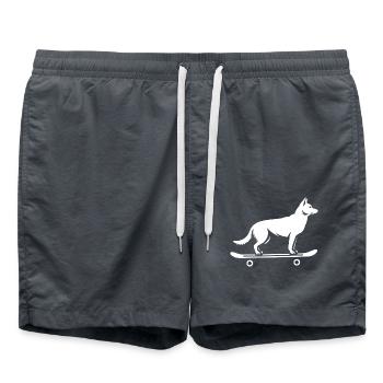Dog Shepherd Skateboard Skateboarder - Swim Trunks - anthracite - Front - AI Model Male 185 light (185cm)