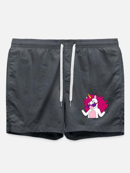 Unicorn with Pink Hair - Badeshorts - Anthrazit