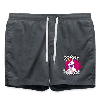 Sorry I'm Late Unicorn - Badeshorts - Anthrazit - Vorne - AI Model Male 185 light (185cm)