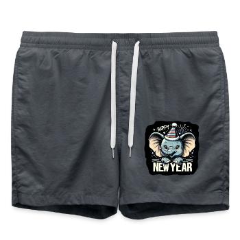 Nouvel An Réveillon du Nouvel An Elephant Grunge Celebration - Short de bain - charbon - Devant - AI Model Male 185 light (185cm)