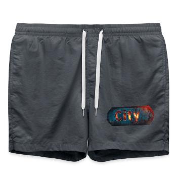 City rusty city sign with vintage feel - Swim Trunks - anthracite - Front - AI Model Male 185 light (185cm)