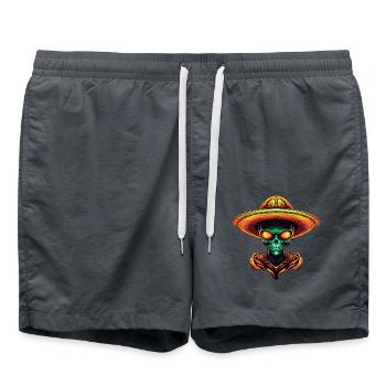 Mexikanisches Alien mit Sombrero - Badeshorts - Anthrazit - Vorne - AI Model Male 185 light (185cm)