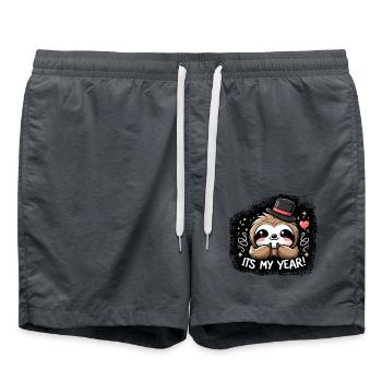 New Year New Year's Eve Sloth This Is My Year - Swim Trunks - anthracite - Front - AI Model Male 185 light (185cm)