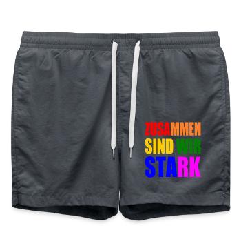 zusammen sind wir stark - Badeshorts - Anthrazit - Vorne - AI Model Male 185 light (185cm)