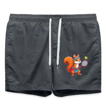 Squirrel Tennis Duo - Funny Comic Fun on - Swim Trunks - anthracite - Front - AI Model Male 185 light (185cm)