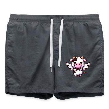 Himmlische Kuh: Ein Engel mit Flügeln - Badeshorts - Anthrazit - Vorne - AI Model Male 185 light (185cm)