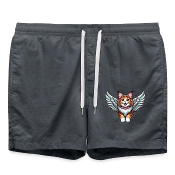 Maine Coon Katze Engel - Majestätische Katze mit - Badeshorts - Anthrazit - Vorne - AI Model Male 185 light (185cm)