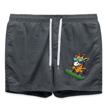 Snowboard Girafe : Aventure aux sports d’hiver - Short de bain - charbon - Devant - AI Model Male 185 light (185cm)