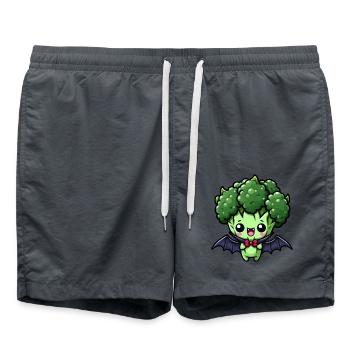 Cute Halloween Broccoli Vampire Cartoon - Swim Trunks - anthracite - Front - AI Model Male 185 light (185cm)