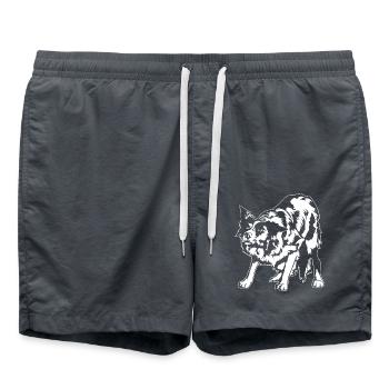 Border Collie Portrait Hunde Hütehunde Wilsigns - Badeshorts - Anthrazit - Vorne - AI Model Male 185 light (185cm)