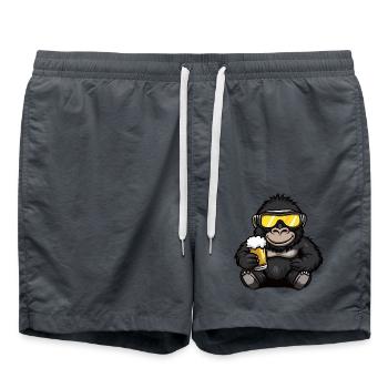 Gorilla Après-Ski Bière Bande Dessinée - Short de bain - charbon - Devant - AI Model Male 185 light (185cm)