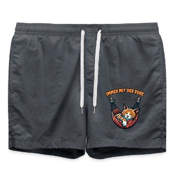 Süße Katze immer mit der Ruhe - Badeshorts - Anthrazit - Vorne - AI Model Male 185 light (185cm)