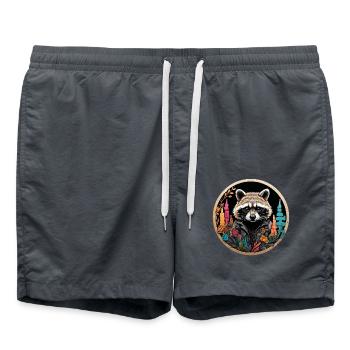 Raccoon in a colorful circle frame - Swim Trunks - anthracite - Front - AI Model Male 185 light (185cm)