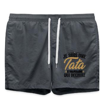 Je suis une tata et marraine qui déchire - Short de bain - charbon - Devant - AI Model Male 185 light (185cm)
