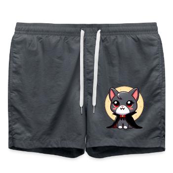 Halloween Cat Vampire Bat Cute - Swim Trunks - anthracite - Front - AI Model Male 185 light (185cm)