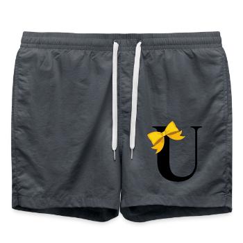 Buchstabe u gelbe Schleife - Badeshorts - Anthrazit - Vorne - AI Model Male 185 light (185cm)