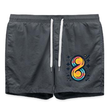 Farbige Zahl Acht - Badeshorts - Anthrazit - Vorne - AI Model Male 185 light (185cm)