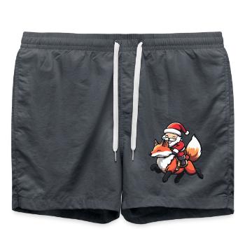Fox Santa Claus Cartoon - Swim Trunks - anthracite - Front - AI Model Male 185 light (185cm)