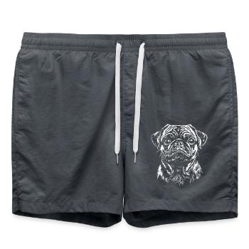 Carlin Portrait Chien Chiens - Short de bain - charbon - Devant - AI Model Male 185 light (185cm)