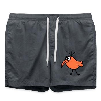 oiseau regarde mignon drôle maladroit drôle confus bande dessinée - Short de bain - charbon - Devant - AI Model Male 185 light (185cm)