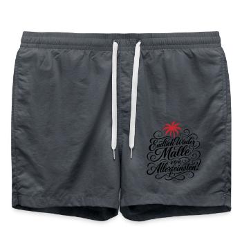 Endlich Malle Spruch Urlaub - Badeshorts - Anthrazit - Vorne - AI Model Male 185 light (185cm)
