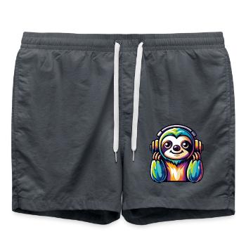 Funny sloth with headphones - Swim Trunks - anthracite - Front - AI Model Male 185 light (185cm)