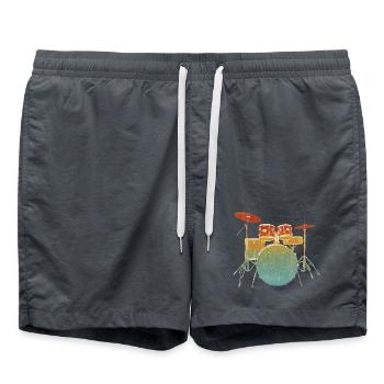 Illustration de batterie vintage - Short de bain - charbon - Devant - AI Model Male 185 light (185cm)