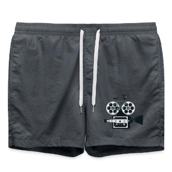 Design von Fahrradrollenfilmen | Radfotografie Kunst - Badeshorts - Anthrazit - Vorne - AI Model Male 185 light (185cm)
