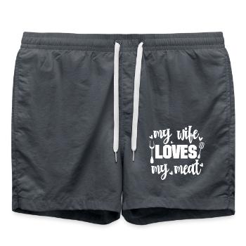 My wife loves my meat- Funny BBQ Gifts - Swim Trunks - anthracite - Front - AI Model Male 185 light (185cm)