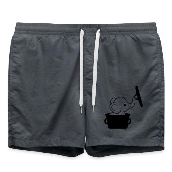 essen elefant kochen kochtopf koch lecker hunger f - Badeshorts - Anthrazit - Vorne - AI Model Male 185 light (185cm)