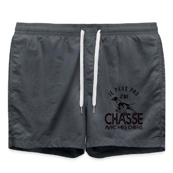 Je peux pas j'ai chasse avec mes chiens chasseur - Short de bain - charbon - Devant - AI Model Male 185 light (185cm)