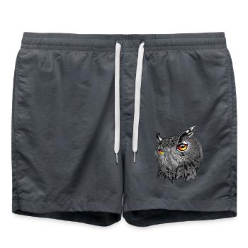 Uhu/Bubo Bubo/Eule - Badeshorts - Anthrazit - Vorne - AI Model Male 185 light (185cm)
