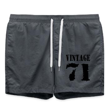 Vintage 1971 - Jahrgang 71 - Party Vector - Swim Trunks - anthracite - Front - AI Model Male 185 light (185cm)
