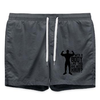 Who Needs Hair Saying - Swim Trunks - anthracite - Front - AI Model Male 185 light (185cm)