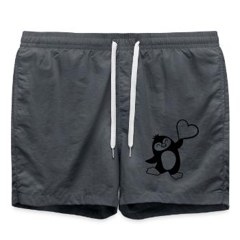 Heart-pointing friendly penguin - Swim Trunks - anthracite - Front - AI Model Male 185 light (185cm)