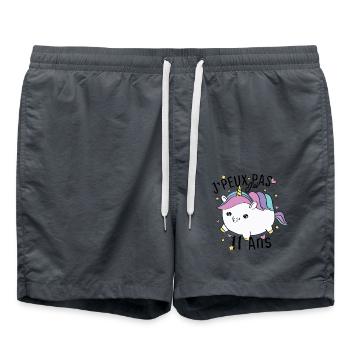 Enfant 11 Ans Fille Anniversaire Cadeau Licorne - Short de bain - charbon - Devant - AI Model Male 185 light (185cm)