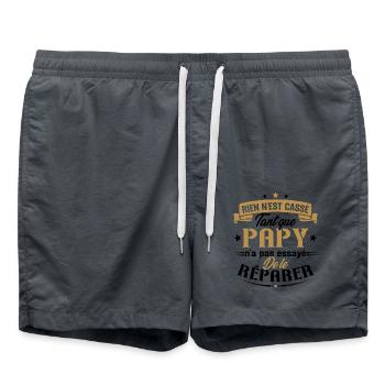 Rien n'est cassé tant que papy le réparer cadeau - Short de bain - charbon - Devant - AI Model Male 185 light (185cm)