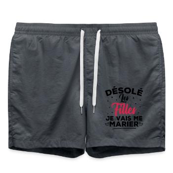 Désolé les filles je vais me marier - Short de bain - charbon - Devant - AI Model Male 185 light (185cm)