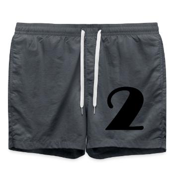 2 YEARS. 2ND ANNIVERSARY. BIRTHDAY 2 YEARS. 2 - Swim Trunks - anthracite - Front - AI Model Male 185 light (185cm)