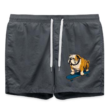 Bulldog sur planche à roulettes - Cool Dog Design - Short de bain - charbon - Devant - AI Model Male 185 light (185cm)